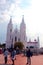 Beautiful front view of the world famous basilica of Our Lady of Good Health in velankanni.