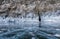 A beautiful frozen ais view at Lake Baikal during winter