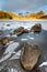 Beautiful frozen textures at Blea Tarn in the Lake District, UK.