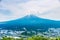 Beautiful Fuji mountain with cloud and blue sky in summer, the famous landmark and attraction place of tourists in Japan