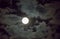 Beautiful full moon and white cloudy sky background in the midnight sky background, moonlight on Halloween night without stars.