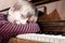 Beautiful funny child musician playing piano smiling