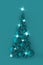Beautiful futuristic christmas tree made of blue balls. 3d render