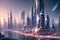 beautiful futuristic city of the future 2100, Winter landscape, Generative AI, Generative, AI