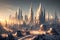 beautiful futuristic city of the future 2100, Winter landscape, Generative AI, Generative, AI