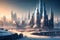 beautiful futuristic city of the future 2100, Winter landscape, Generative AI, Generative, AI