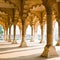 Beautiful gallery of pillars at Agra Fort. Agra, Uttar Pradesh,
