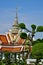 The beautiful garden of the temple Wat Arun temple of Dawn in Bangkok