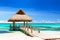 Beautiful gazebo on the tropical white sandy beach