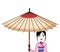 Beautiful geisha japan character with umbrella