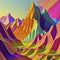 Beautiful generative AI illustration of simple layered vector style landscape surreal fantasy art with lovely pastel vibrant