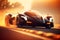 Beautiful generic and unbranded modern sport car in the sunset, generative ai illustration