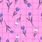 Beautiful and gentle Seamless pattern tulip flowers vector with check or grid check design for fashion ,wallpaper ,book ETC