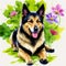 A beautiful German Shepherd dog. Watercolor painting. Noble Guardians. Generative AI