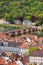 Beautiful Germany. Aerial view over Heidelberg town in Spring. City center with tiled roofs, bridge over river Neckar