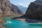 Beautiful Ghizer river in autumn season, Hindu Gush mountains range in Gilgit Baltistan, Pakistan