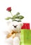 Beautiful gift box , Red rose and Teddy bear