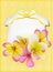Beautiful gift card with yellow and pink plumerias