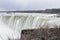 Beautiful gigantic frozen Horseshoe Niagara Waterfalls on a frozen spring day in Niagara Falls in Ontario, Canada