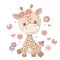 Beautiful giraffe isolated on white background. Cute animal illustration for baby products and holidays. Cat images are
