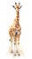 Beautiful giraffe, isolated on white background. Digital watercolour illustration