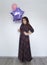 Beautiful girl balloons birthday dress