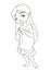 Beautiful girl bathing towel cartoon coloring page