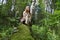 Beautiful girl in dress with long hair sits