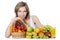 Beautiful girl with fruit and vegetables