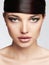 Beautiful Girl.Hairstyle. Fringe. Professional Makeup. young beauty Woman