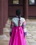 Beautiful girl in Hanbok at Gyeongbokgung