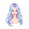 Beautiful girl with long blue hair