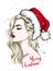 Beautiful girl with long hair. Vector illustration for greeting card or poster, print on clothes. Fashion, New Year and Christmas,