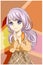 Beautiful girl with long purple hair design character cartoon illustration