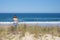 Beautiful girl looking to suggestive landscape of atlantic french coast