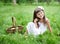 Beautiful girl outside in a garden