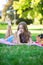 Beautiful girl on a picnic in park