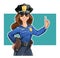 Beautiful girl police-officer in uniform