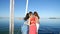 Beautiful girl ride on a yacht - party and bachelorette party