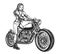 Beautiful girl riding motorcycle vintage concept