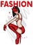 Beautiful girl in sexy underwear and a mask. Love, sex, bdsm. Vector illustration for greeting card or poster, print on clothes.