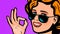 Beautiful girl shows okay hand gesture. Retro comic pop art vector illustration