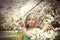 Beautiful Girl with Spring Flowers