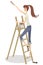 Beautiful girl on a stepladder