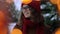 Beautiful girl student smiling, knitted red hat on her head. Hipster. Bokeh. Christmas