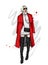 Beautiful girl in a stylish coat and high boots. Fashionista with glasses. Vector illustration. Fashion and style.