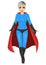 Beautiful girl in superhero costume walking forward