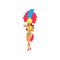 Beautiful Girl Wearing Colorful Festival Costume Dancing, Brazilian Samba Dancer, Rio de Janeiro Carnival Vector