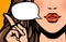 Beautiful girl or young woman says. Pop art retro comic style. Cartoon  illustration