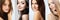 Beautiful girls, faces closeup. Beauty, beauty treatment, cosmetology concept